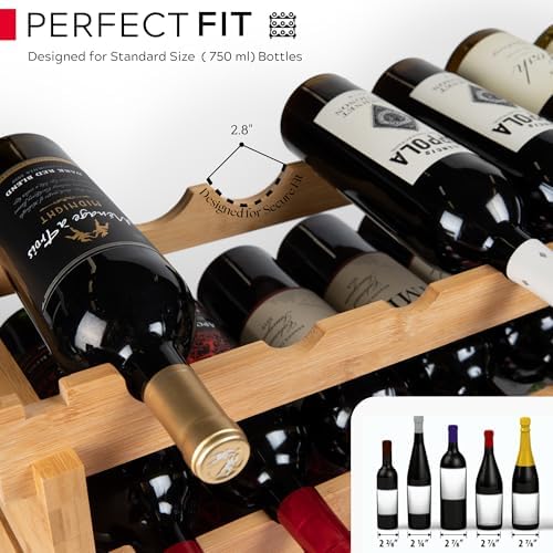 Decomil 8-Tier Bamboo Wine Rack 72 Bottle Capacity 1