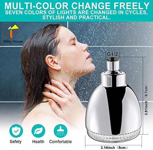 Milky House 7 Color LED Fixed Showerhead
