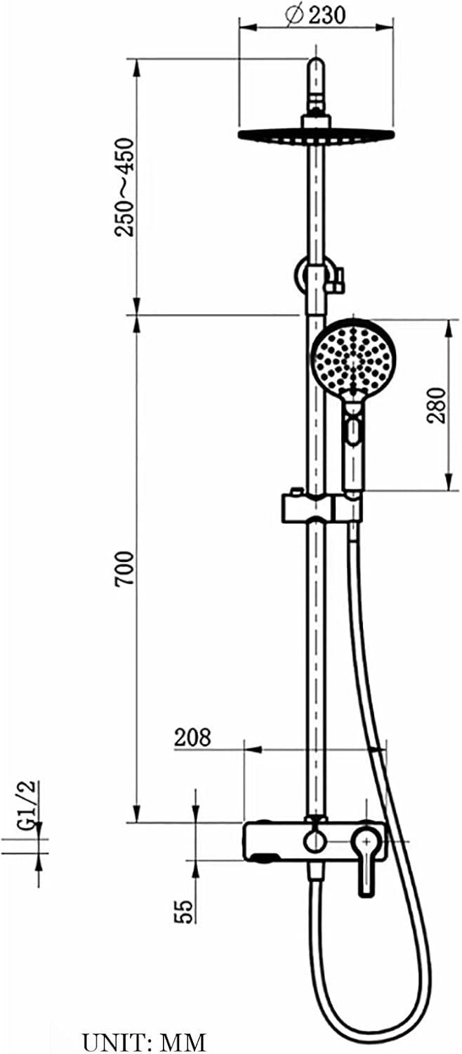 uhyOHF Rain Shower System Set with Adjustable Handle and Handheld Shower