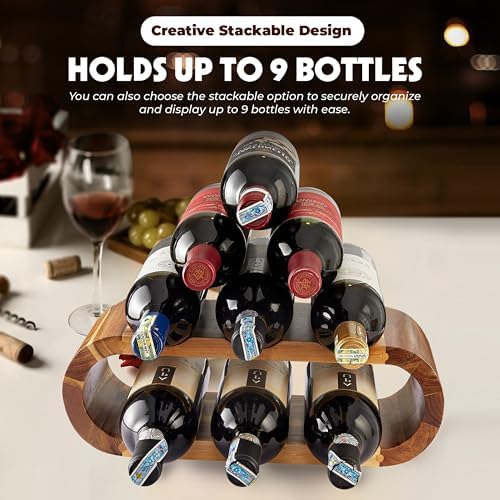 BLUEWEST 6 Bottle Wooden Wine Rack Stand