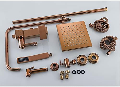 Rose Gold Exposed Shower Faucet Set with Handheld and Bidet