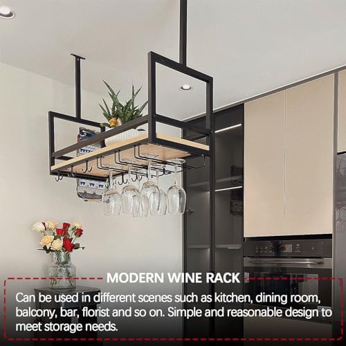 HZHKKP Ceiling Wine Glass Rack Industrial Black Wall-Mounted Wine Holder