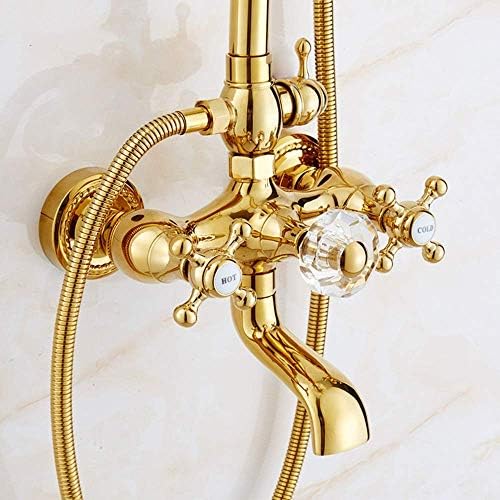 LASEVE Upgraded Copper 7 Way Crystal Ball Shower Head Set