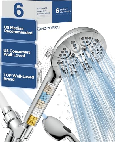 HOPOPRO 7-Setting Handheld Shower Head with Power Wash 1