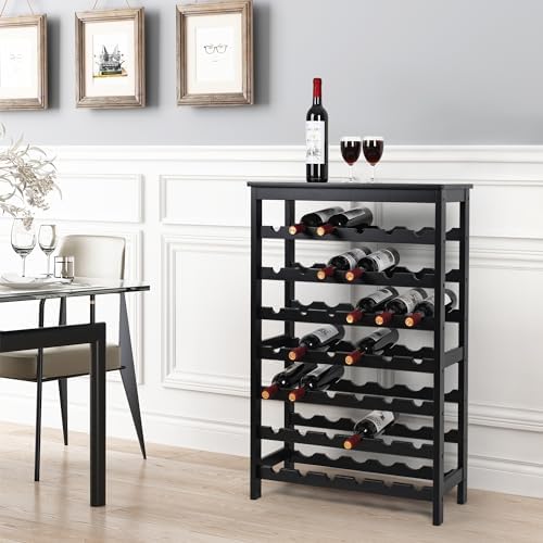 VASMIA 42-Bottle Bamboo Wine Rack 7-Tier Freestanding Floor