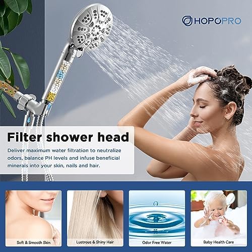 HOPOPRO 7-Setting Handheld Shower Head with Power Wash 1
