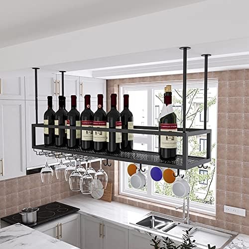 ZJDYDY Wall-Mounted Wine Rack with Glass Holder Adjustable Height