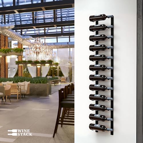 12 Bottle Black Metal Wall Mounted Wine Rack - Modern Industrial Style