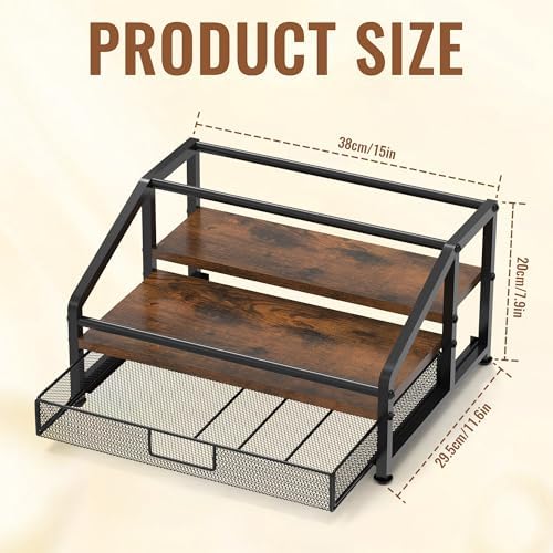 Alyoen 3-Tier Coffee Syrup Organizer Rack with 35K Cup Storage