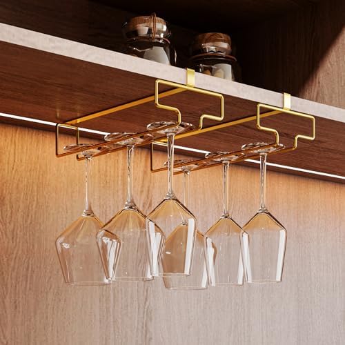 2Pcs Wine Glass Hanger - Quick-Install No-Drill Stemware Organizer