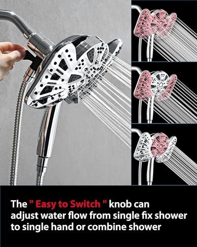 GRICH Dual High Pressure Shower Head with 10 Modes and Handheld Spray Combo
