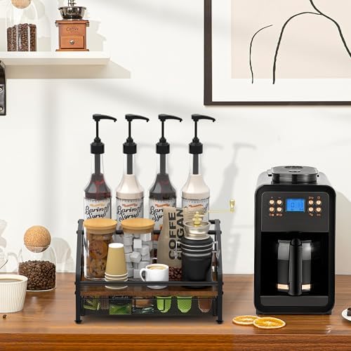 Alyoen 3-Tier Coffee Syrup Organizer Rack with 35K Cup Storage