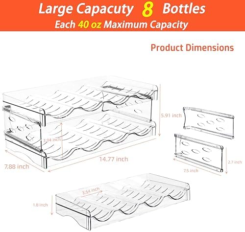 Baosia Stackable Wine Rack 2 Tiers 8 Bottles Space-Saving Organizer
