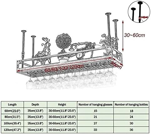 Adjustable Ceiling Wine Glass Rack - Black Metal Wall-Mounted Holder 1