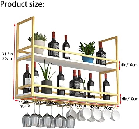 ZJDYDY 2 Tier Wall Mounted Wine Rack with Stemware Holder 1