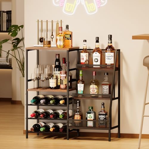 Hayexiha 3-Tier Freestanding Wine Liquor Rack Cabinet