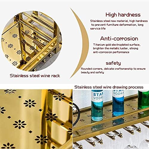 Wall-Mounted Wine Rack 2-Layer Stainless Steel Gold Brushed
