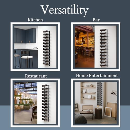12 Bottle Black Metal Wall Mounted Wine Rack - Modern Industrial Style