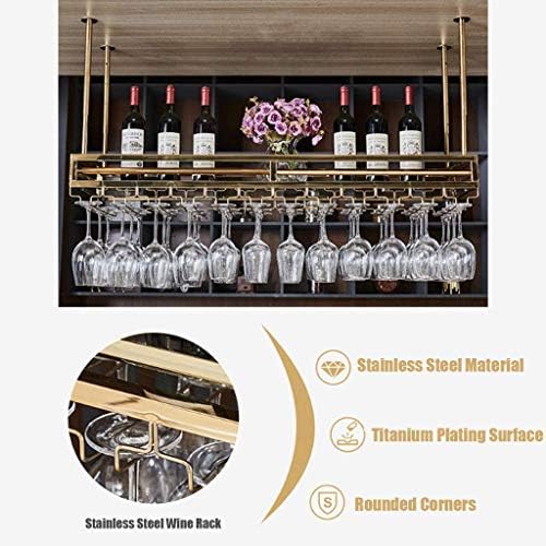Wall-Mounted Wine Rack with Adjustable Hooks and Red Gold Finish
