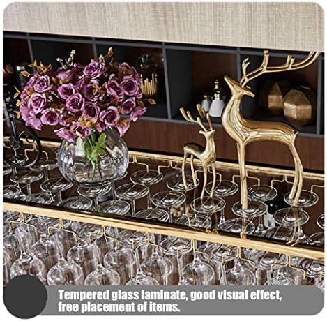 Wall-Mounted Wine Rack with Adjustable Hooks and Red Gold Finish