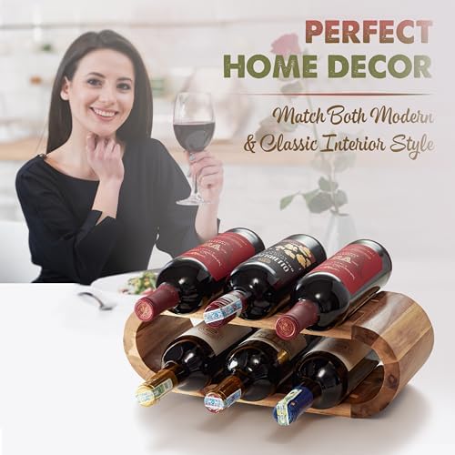 BLUEWEST 6 Bottle Wooden Wine Rack Stand