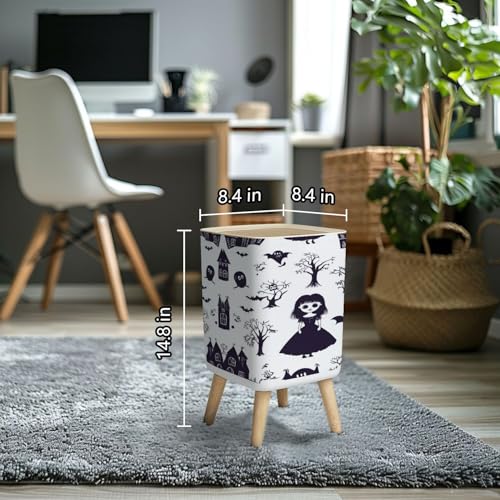Small Trash Can with Lid 26 Gallon Gothic Design