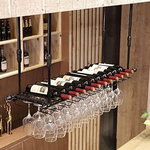 ZJDYDY Wall-Mounted Wine Rack Black Metal 60x30cm