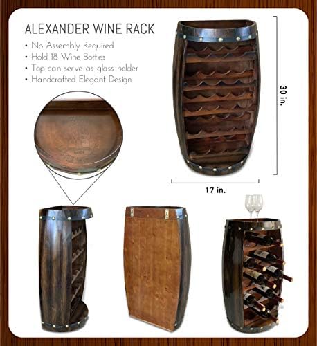 CoTa Global Alexander 18-Bottle Wooden Wine Rack - Wall Mounted and Free Standing