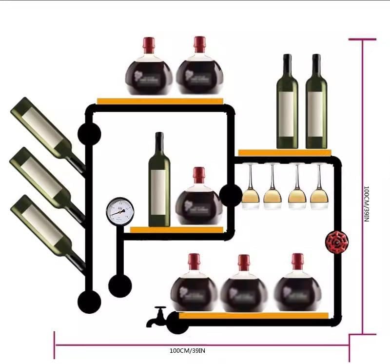 Industrial Style Iron Pipe Wall-Mounted Wine Racks