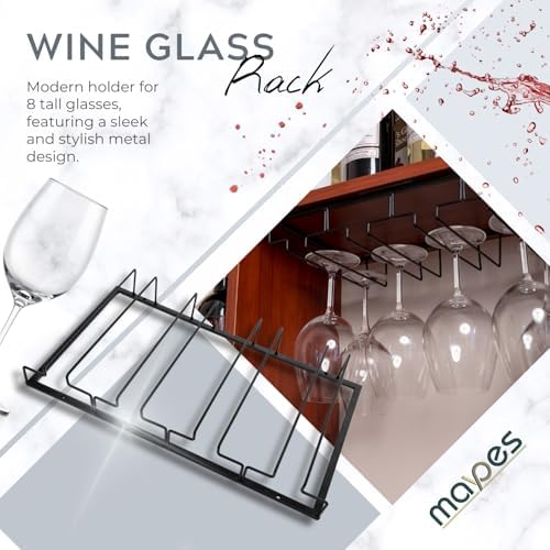Maypes Wine Glass Holder - 4-Rack Heavy-Duty Metal Under Cabinet