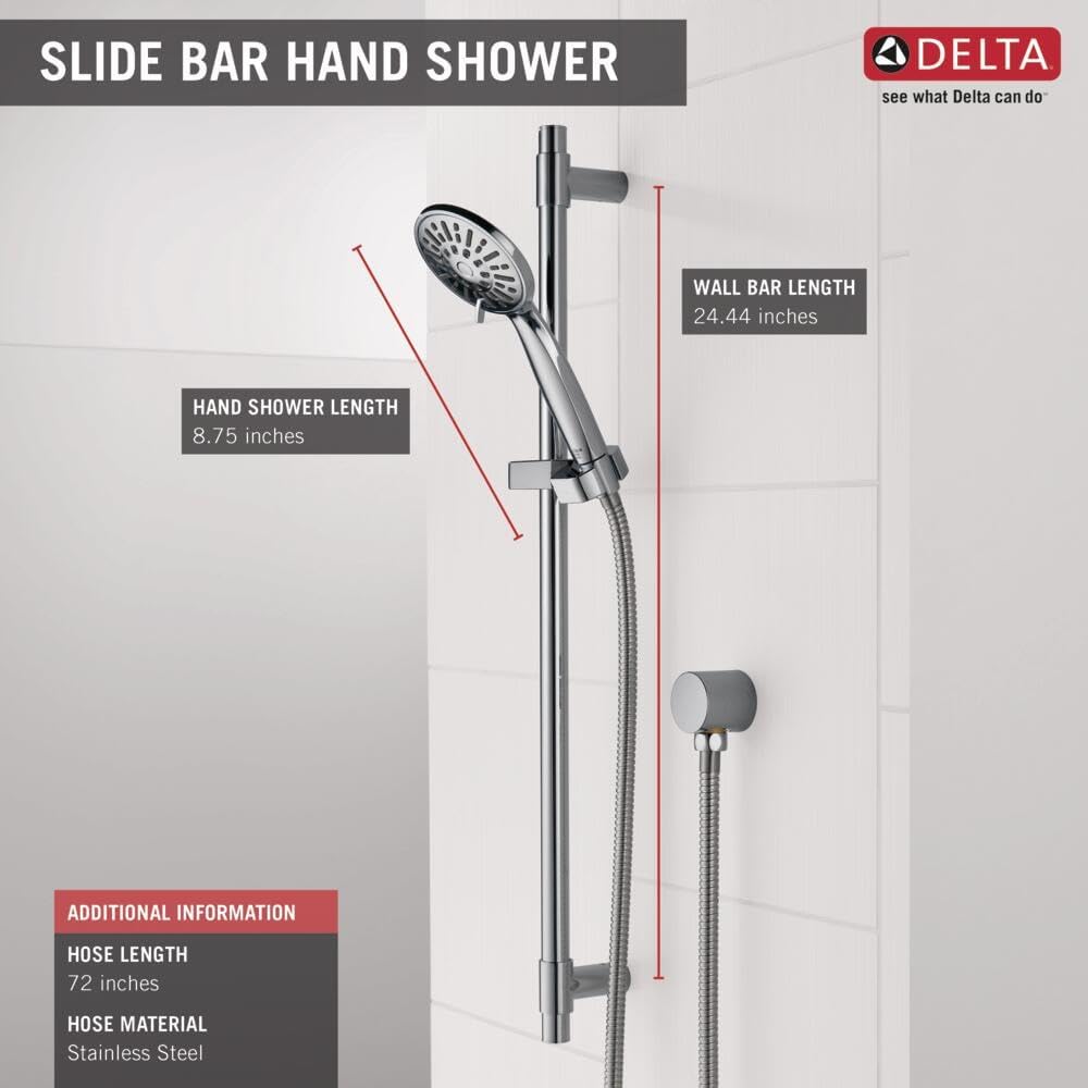 Delta Chrome Handheld Shower Head with Slide Bar and Hose