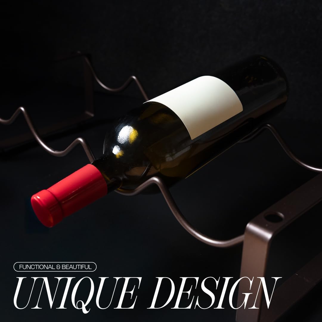 1-Tier Metal Wine Rack for Countertop - 4 Bottle Storage