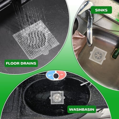 40 Pack Disposable Square Hair Catcher Sticker for Bathroom Drains