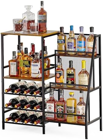 Hayexiha 3-Tier Freestanding Wine Liquor Rack Cabinet