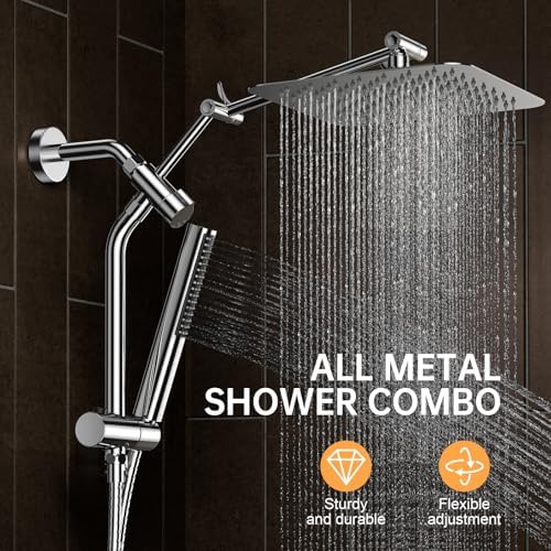 Veken 10 All Metal Rain Shower Head with Handheld Combo 1