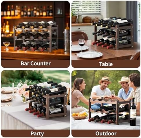 CAMOAT 3-Tier Bamboo Wine Rack Organizer