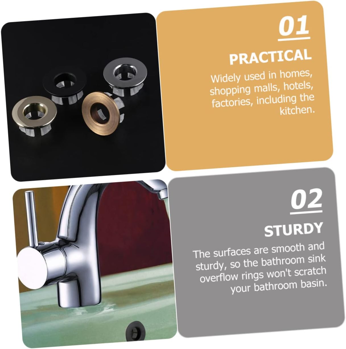 Gadpiparty 2Pcs Brass ABS Sink Overflow Cover