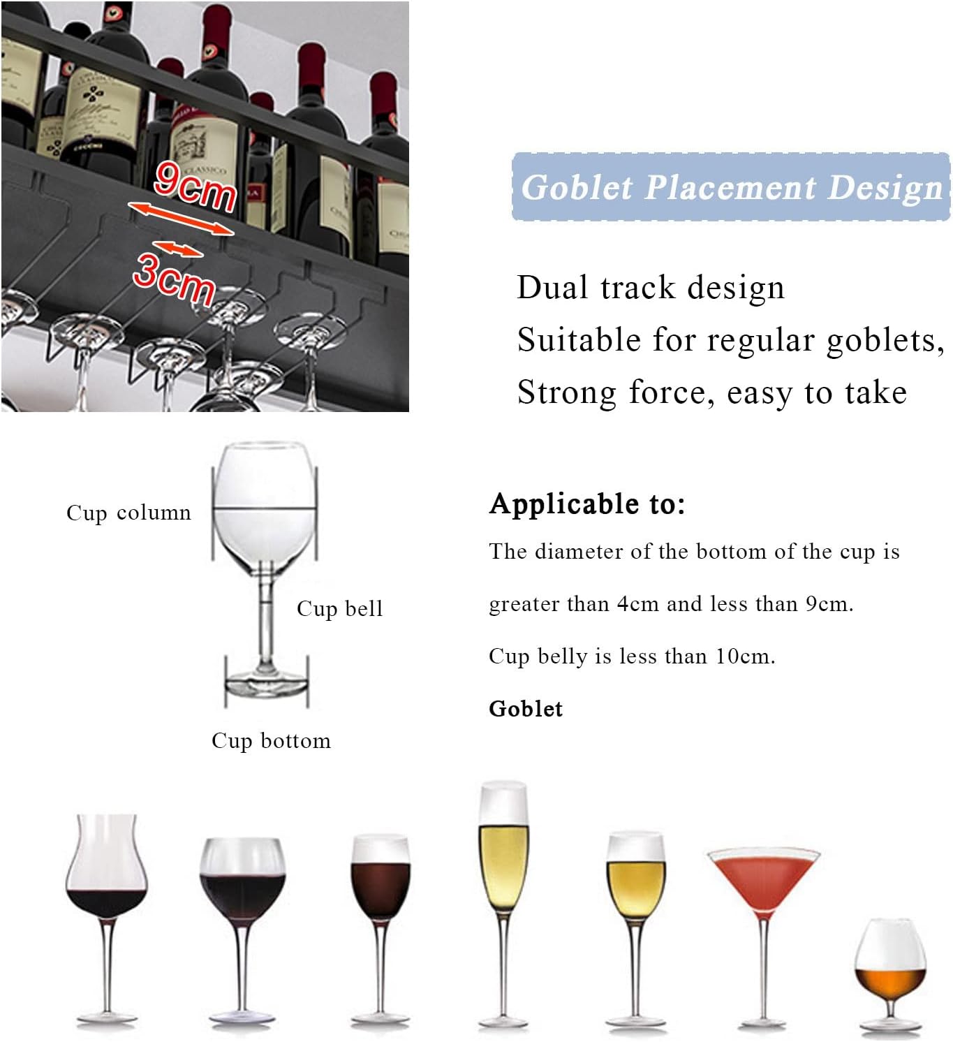 ZJDYDY Wall-Mounted Wine Rack with Glass Holder