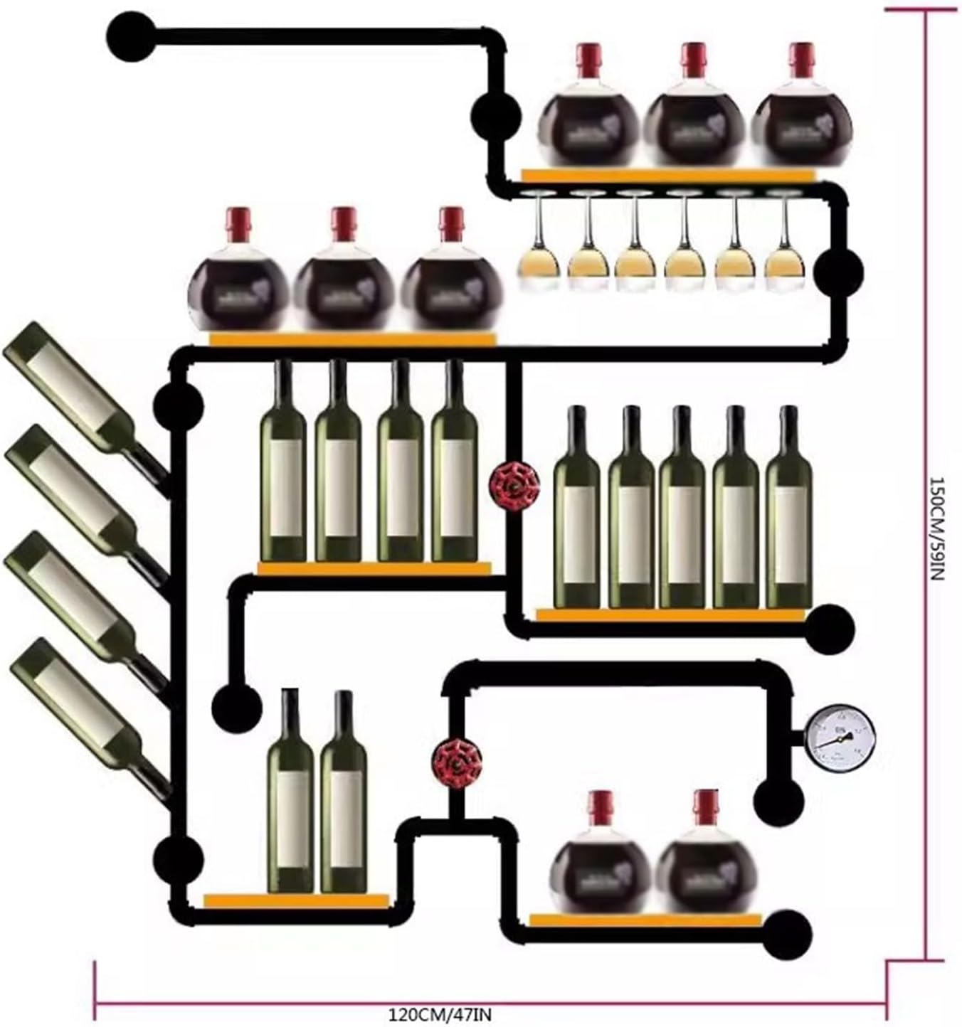 GRFIT Wall-Mounted Wine Rack Industrial Style 1