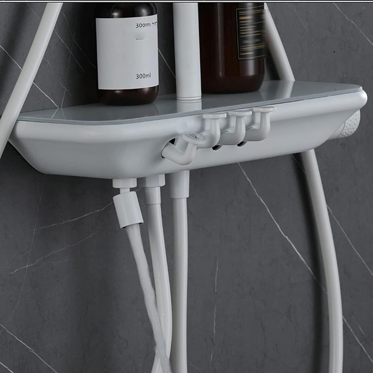 Thermostatic Shower System with LED Display and 4 Functional Fixtures White
