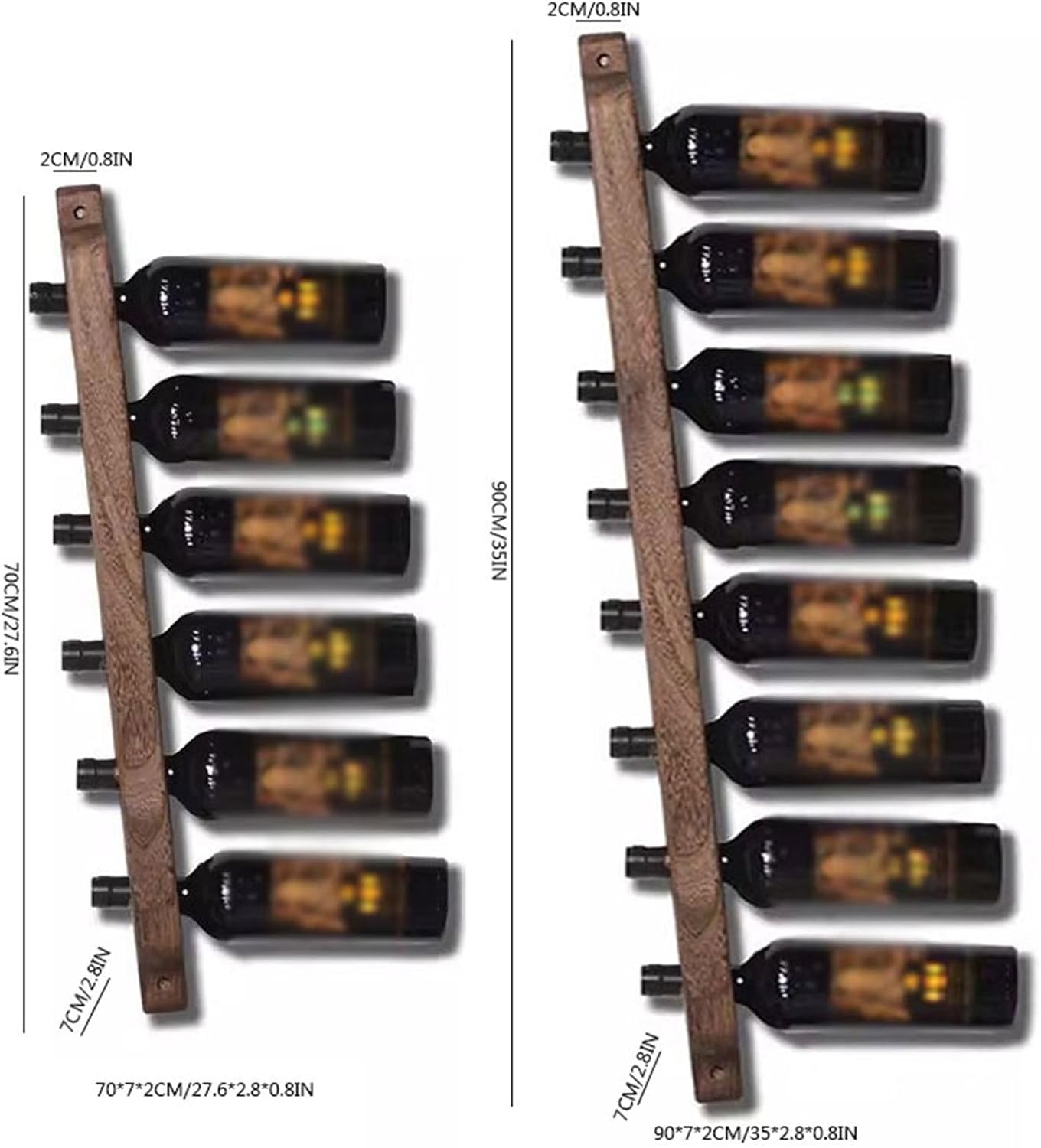 Wall-Mounted Wine Holder 90x7x2cm Tung Wood Creative Design