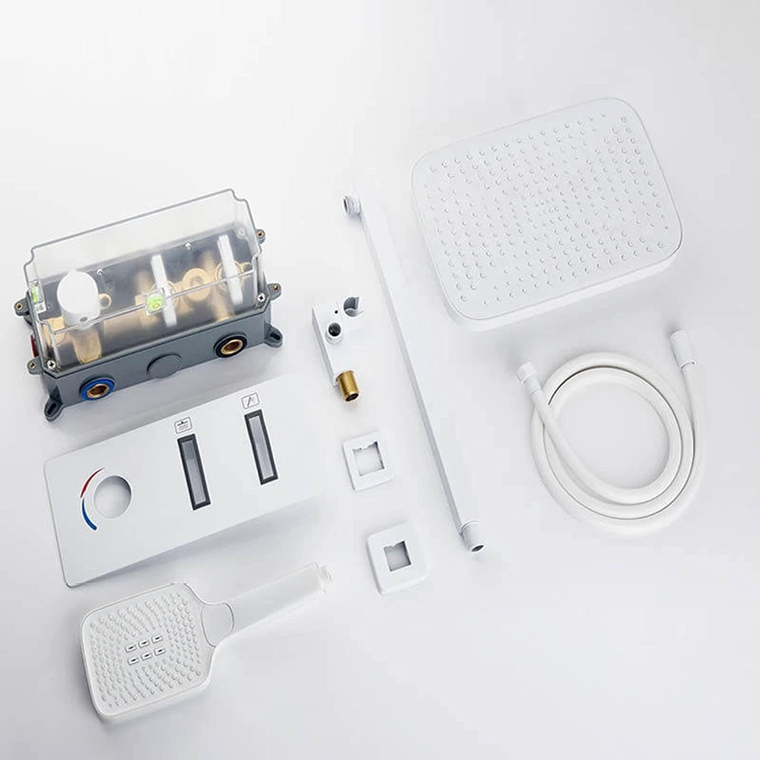 White Aesthetic Mixer Shower Set with Rainfall and Handheld