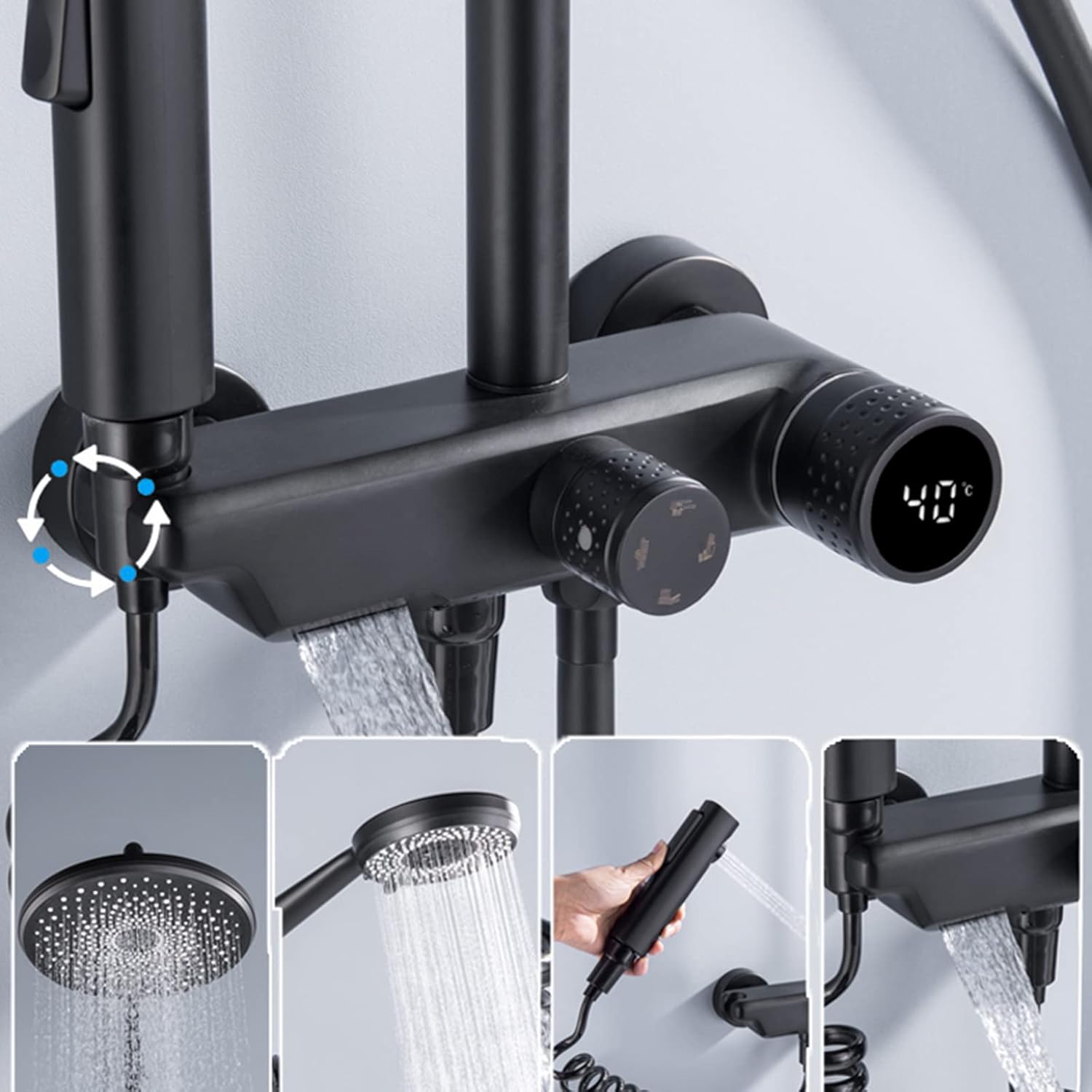 LED Digital Display Wall Mounted Shower Combo Set