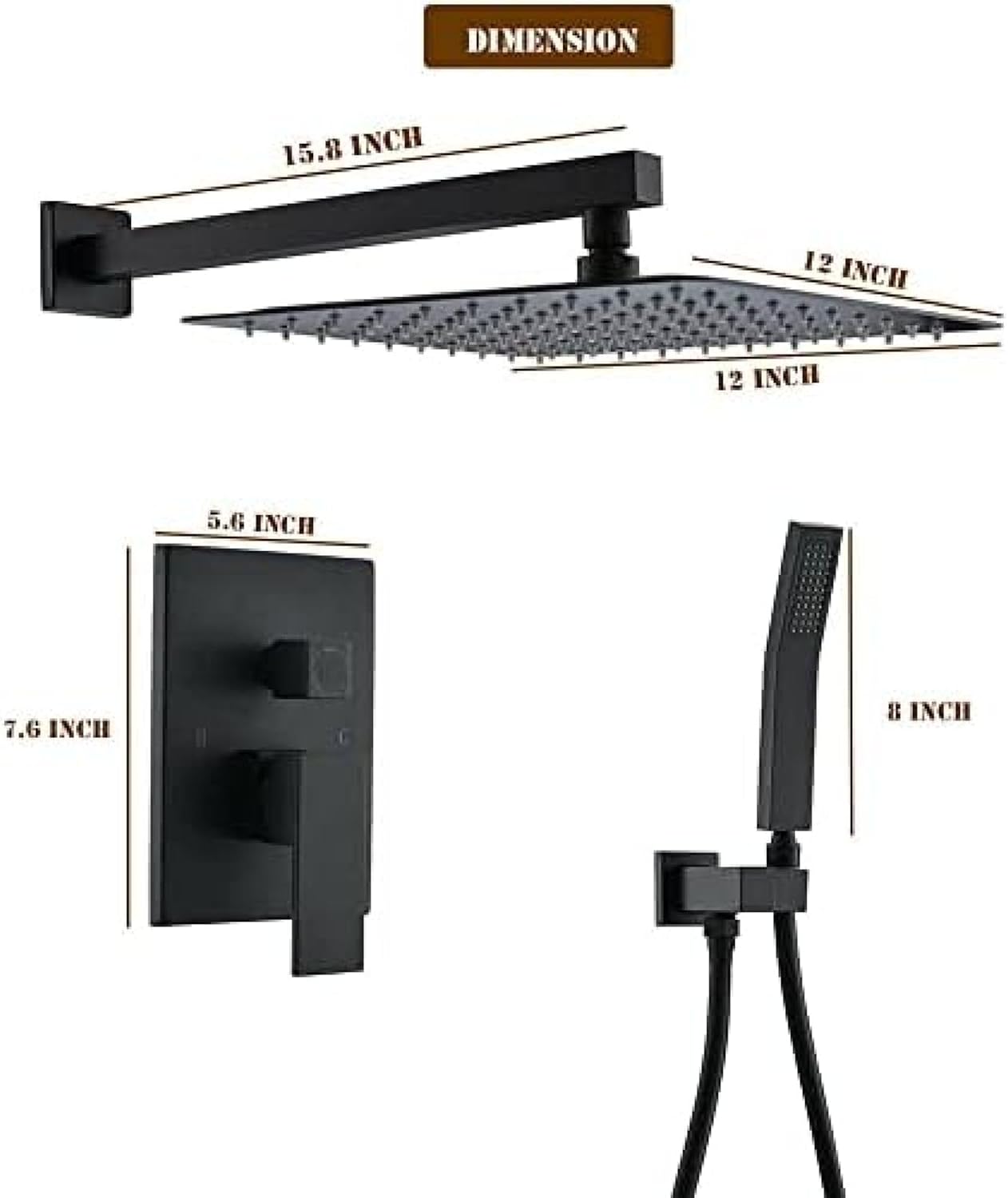 Thermostatic Shower Faucet System with LED Rainfall and Handheld Massage