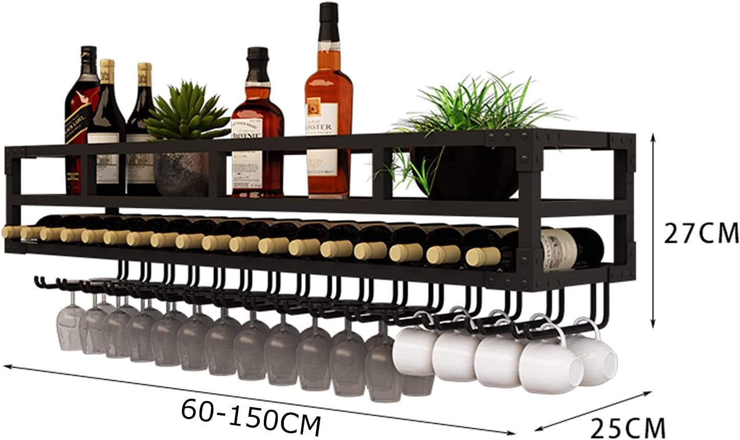 2-Layer Wall-Mounted Wine Rack Wrought Iron
