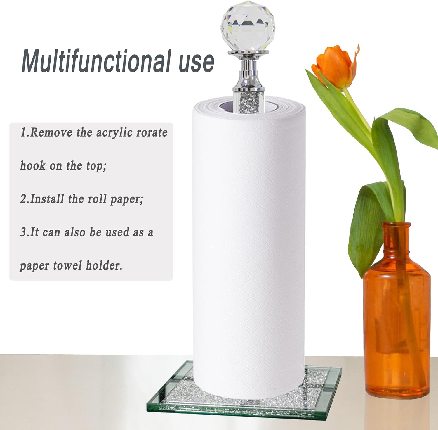 HMRCYTE Crystal Wine Glass Holder 6 Hook Silver Freestanding