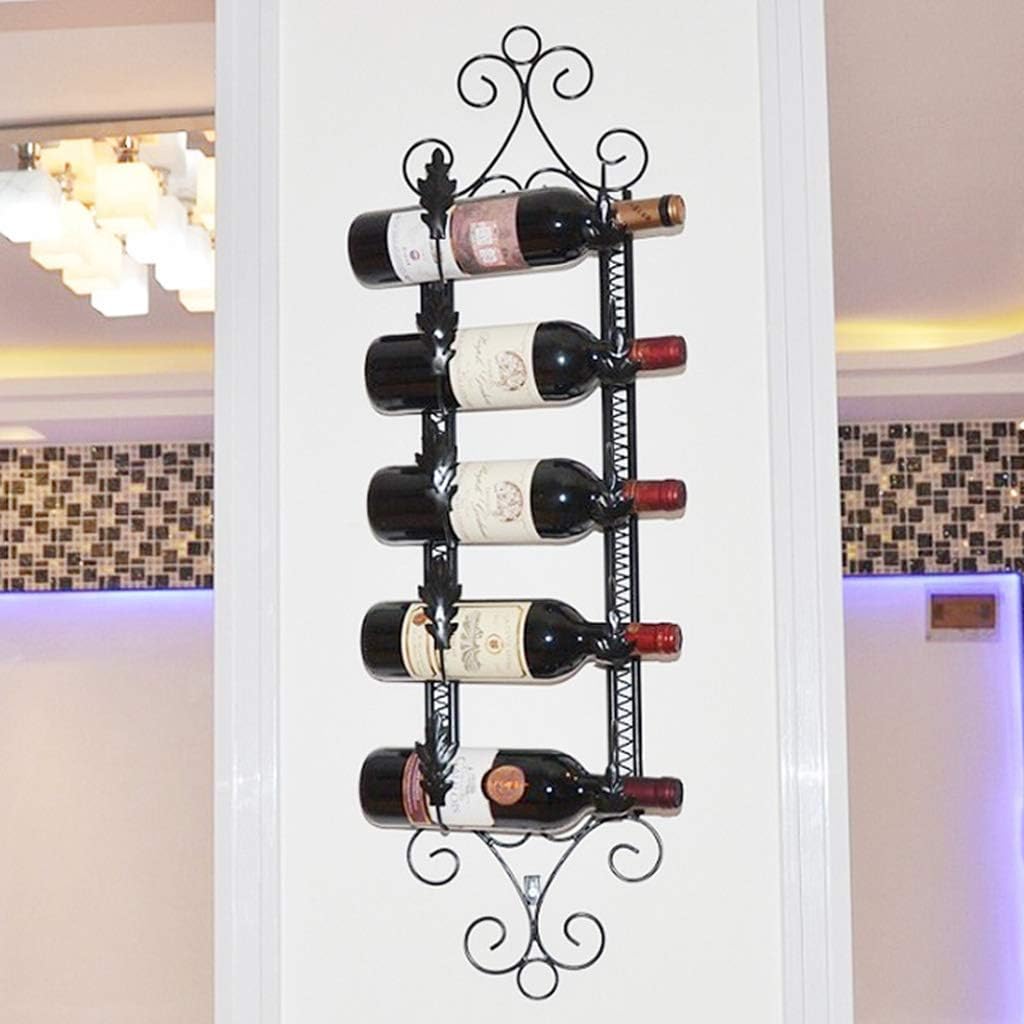 LASEVE Wall-Mounted Wine Rack 5 Bottles Capacity Rustic Industrial Design