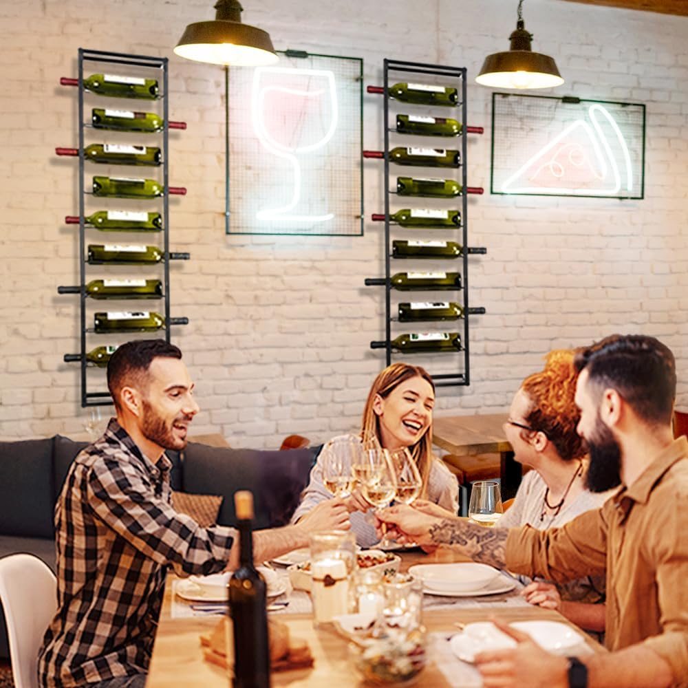 AQAREA Wall Mounted Wine Rack 10 Bottle Holder - Black