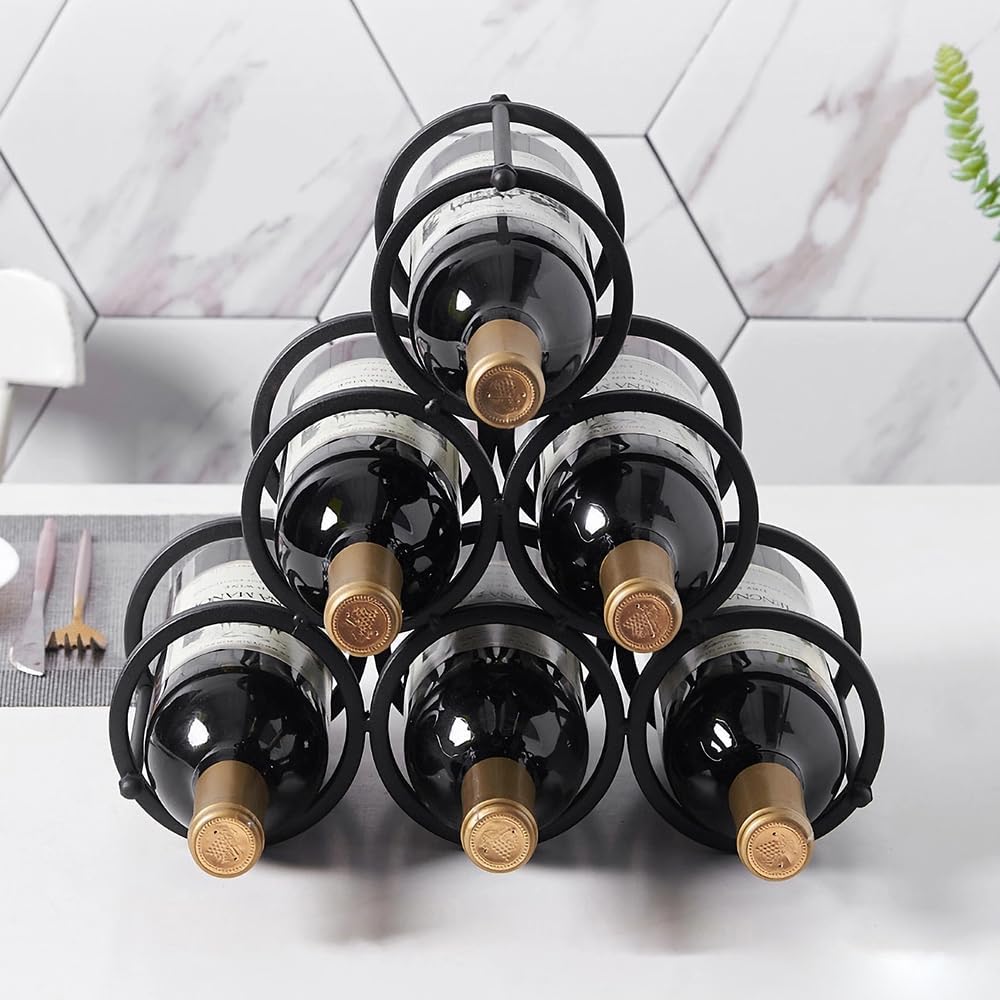 GeLive 6-Bottle Tabletop Wine Rack Frosted Iron