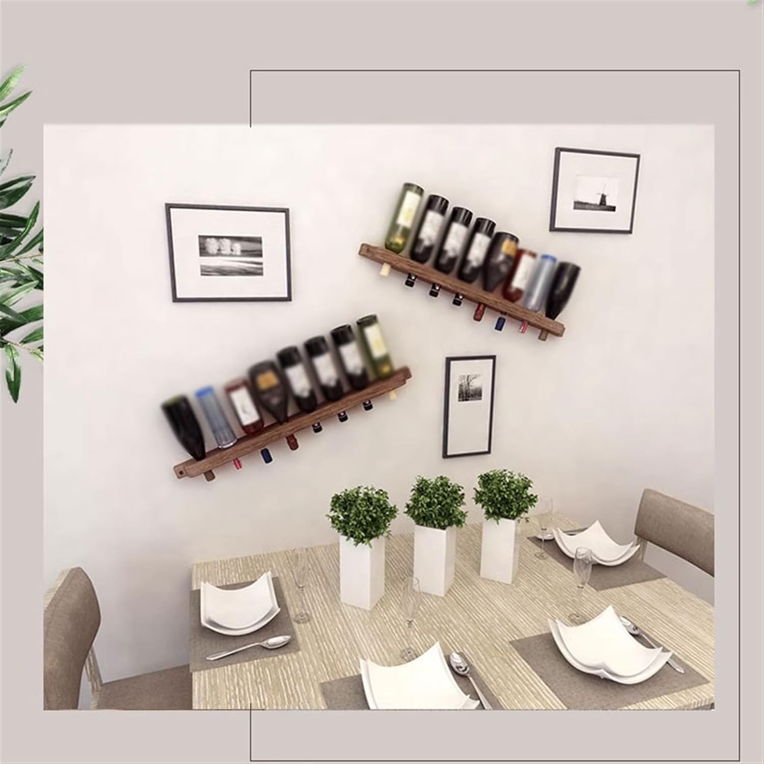 Wall-Mounted Wine Holder 90x7x2cm Tung Wood Creative Design